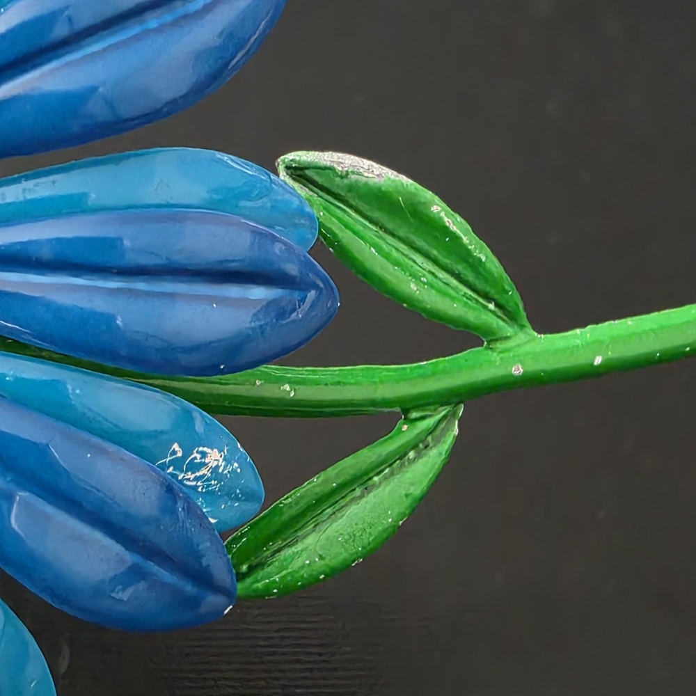 VTG Large Blue Green Pop Mod Enamel Metal Flower Brooch Spring - Picture 2 of 7